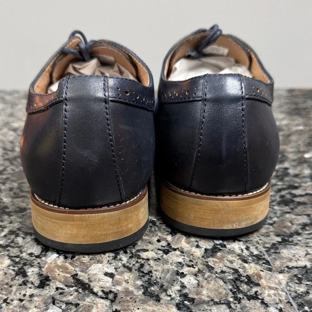 La Milano leather black and blue Everett Men's Oxfords EUC 11